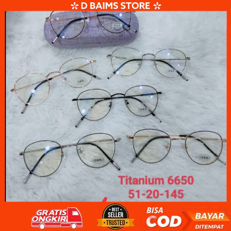 < d BAIMS > KACAMATA FRAME OVAL BLUERAY bahan titanium kacamata dewasa pria wanita