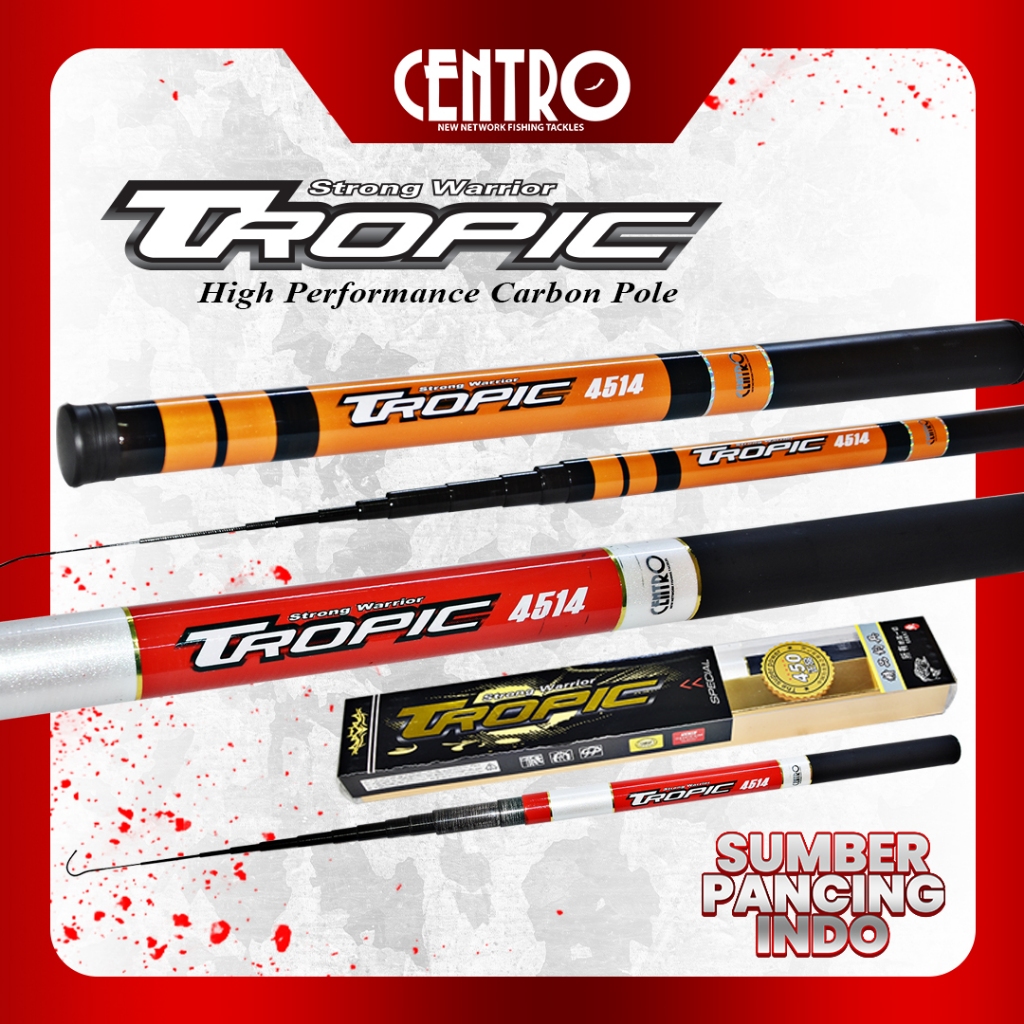 Centro Joran Pancing Tegek Tropic Carbon Ringan Ruas Pendek Kaku 240CM - 450CM