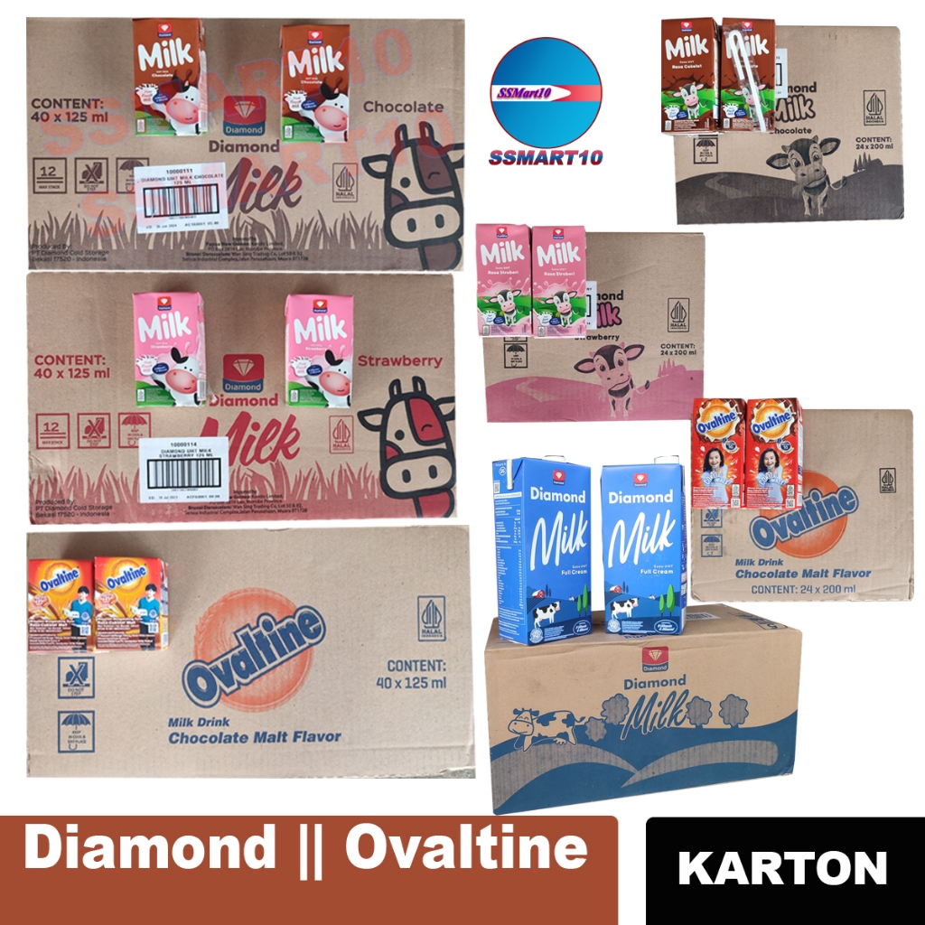 

Khusu [GOJEK / GRAB/ Shopee] DIAMOND MILK SUSU UHT RASA STROBERI 40x125 ml [KARTON]