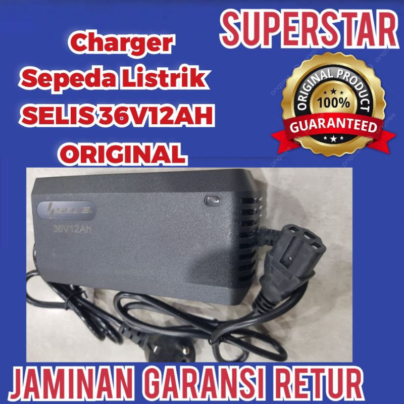 SELIS 36v12ah Charger Sepeda Listrik 36v12ah Original