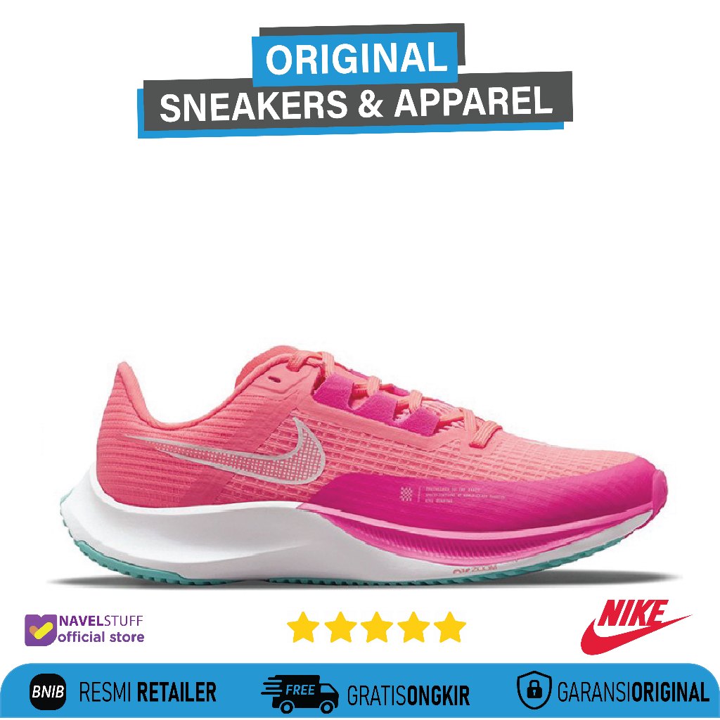 NIKE Air Zoom Rival Fly 3 Lava Glow/White/Hyper Pink/Dynamic Turq (Sepatu Running/Lari) Original Res