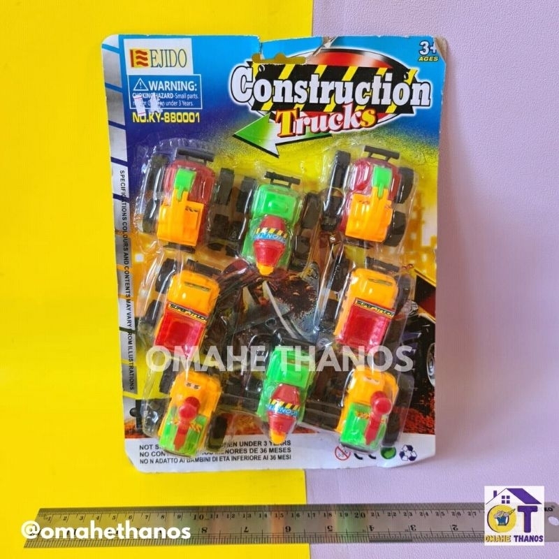 Mainan Anak mini truck CONSTRUCTION ISI 8 Murah /truk mainan/truk molen/truk pasir/truck plastik/min