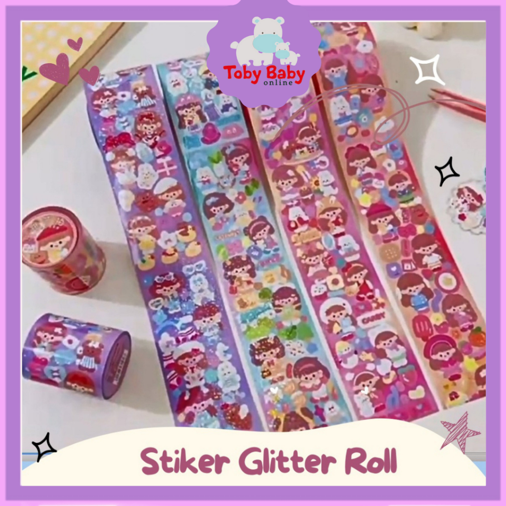 

Stiker Momo Glitter ROLL Siap Pakai Aesthetic Planner DIY Sticker Tempel Cute