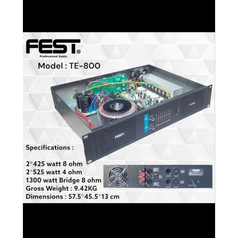 POWER AMPLIFIER FEST TE800 TE 800 GARANSI ORIGINAL