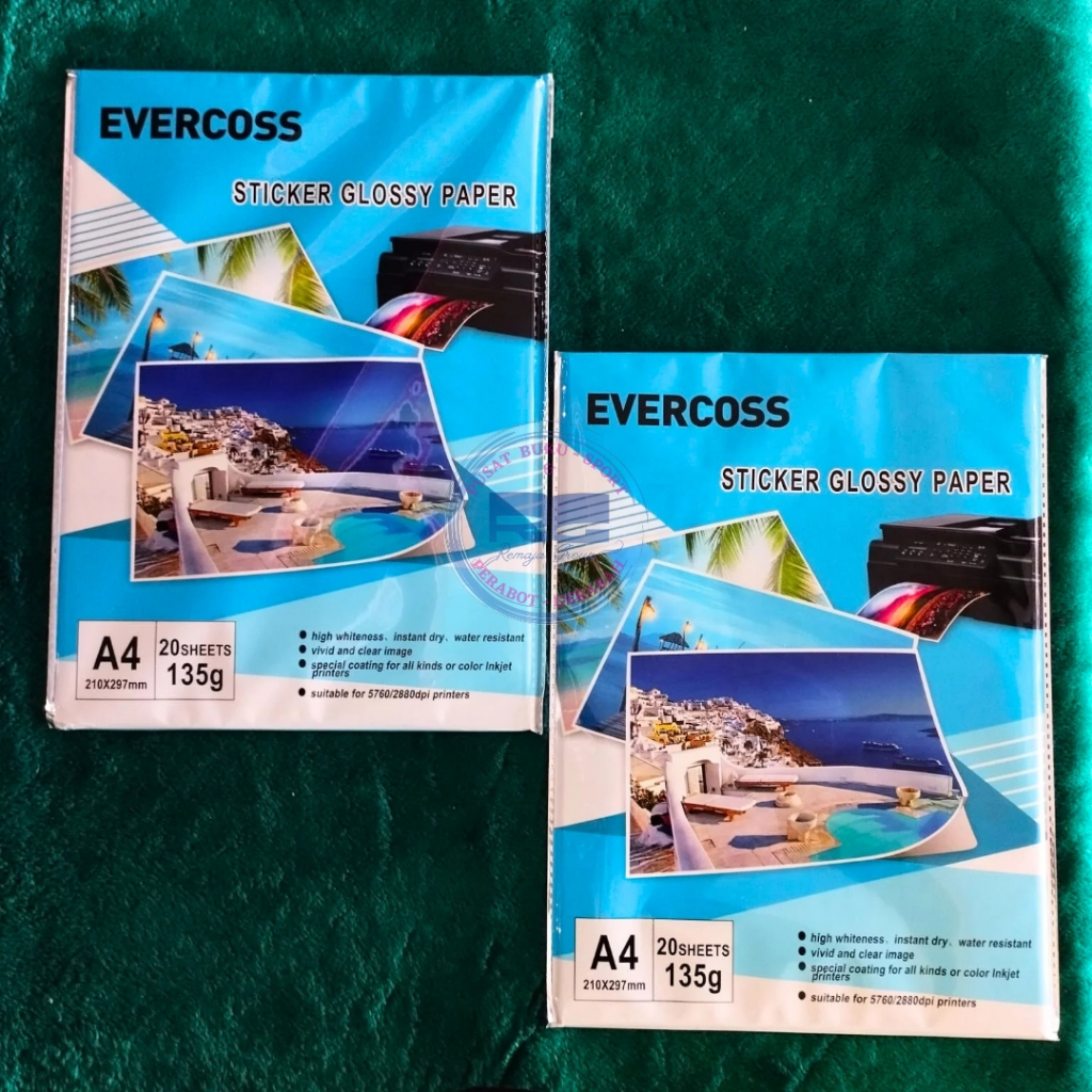 

Kertas stiker glossy A4 isi 20lembar