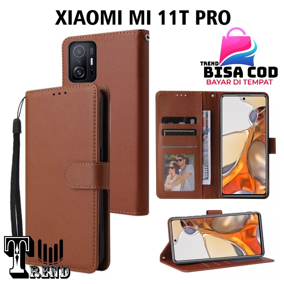 LEATHER CASE FLIP XIAOMI MI 11T PRO - FLIP CASE KULIT UNTUK XIAOMI MI 11T PRO