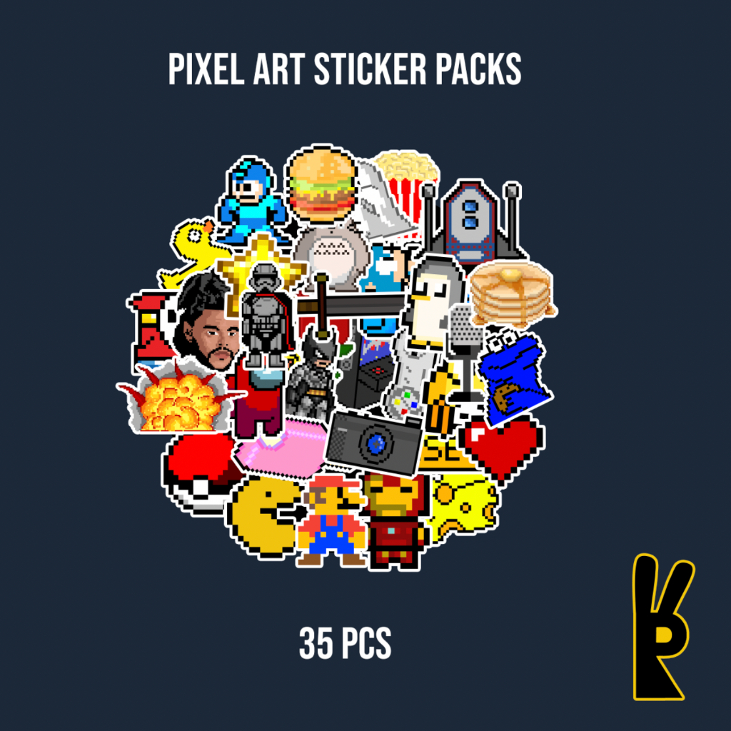 

Pixel Art Sticker Pack 35Pcs | Stiker Laptop Helm Instrumen Koper