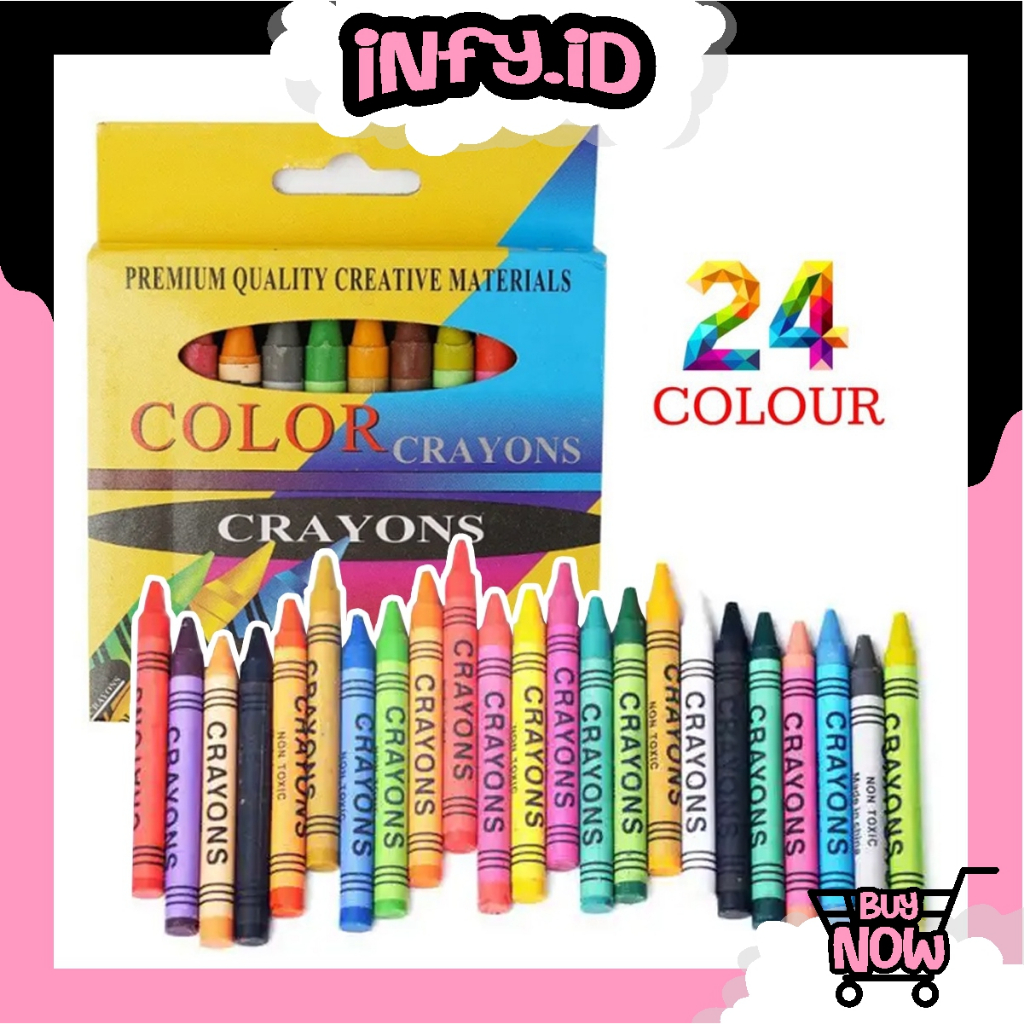 

INFY - Pensil Crayon 1 Set Isi 24 Warna Alat Mewarnai Anak-Anak Lengkap S096