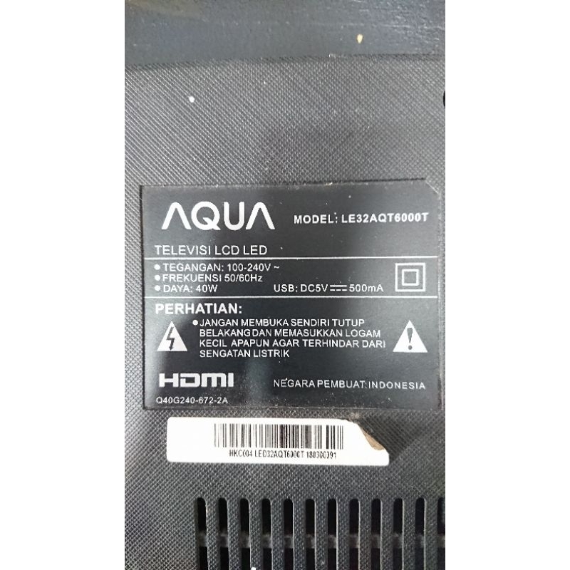 main board TV AQUA model LE32AQT6000T