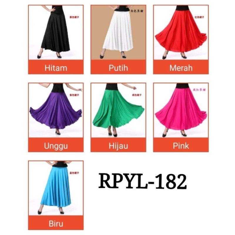 Rok Line Dance Motif Payung Polos Panjang Rok Line Dance Belly Dance Salsa Latin Kostum Import  Terl