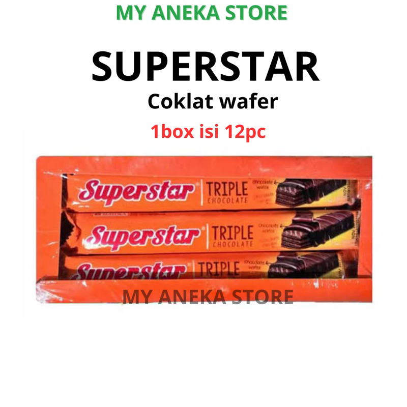 SUPERSTAR Wafer Triple Chocolate Coklat Box Isi 12Pcs