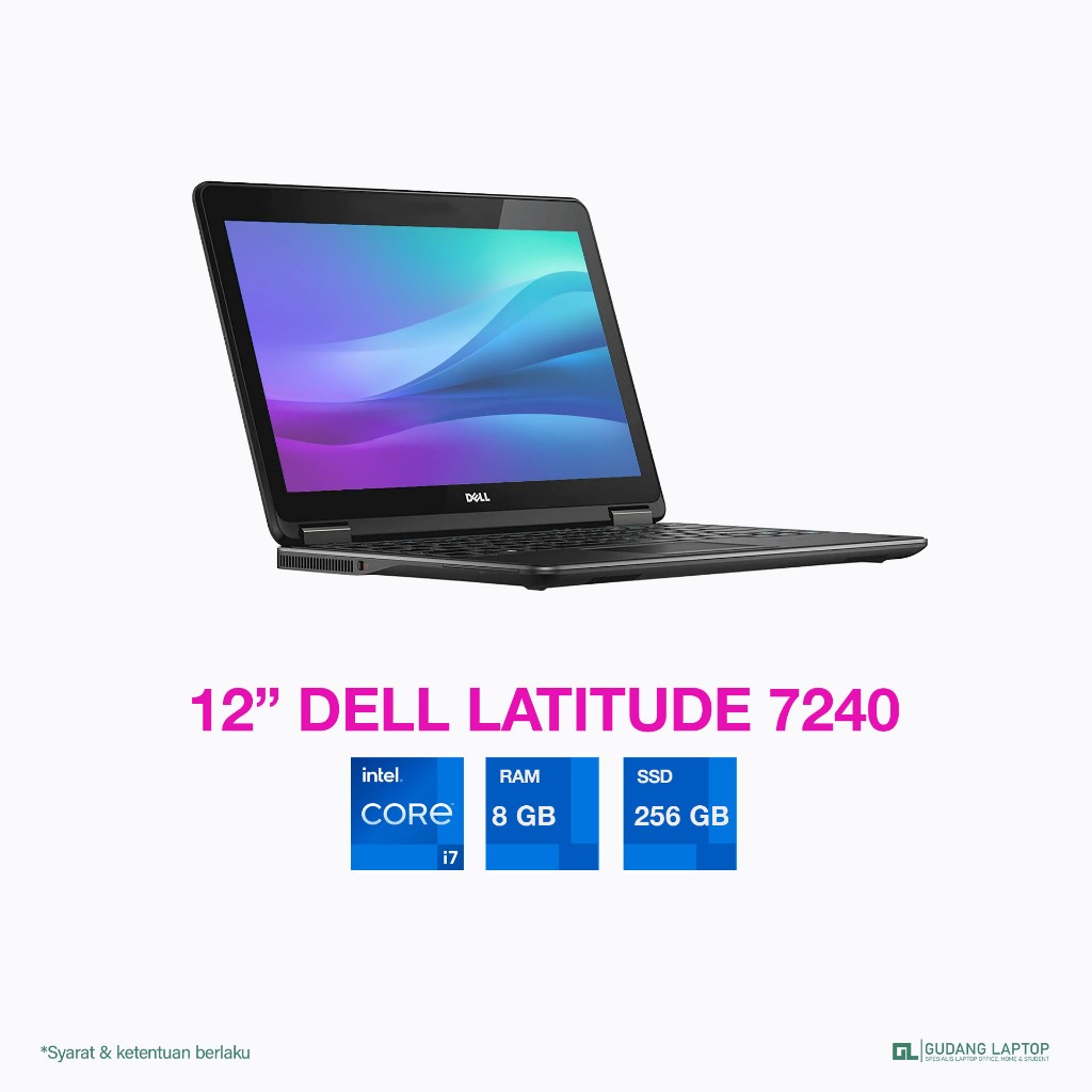 DELL LATITUDE 7240 / 7440 | i7/ i5 GEN 4 | RAM 8 GB | SSD 256 GB | LAYAR 12 INC