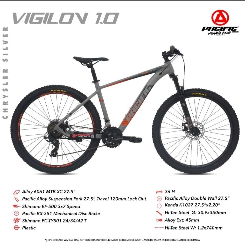 Sepeda Gunung MTB Pacific Vigilon 1.0 Alloy 27'5Inch