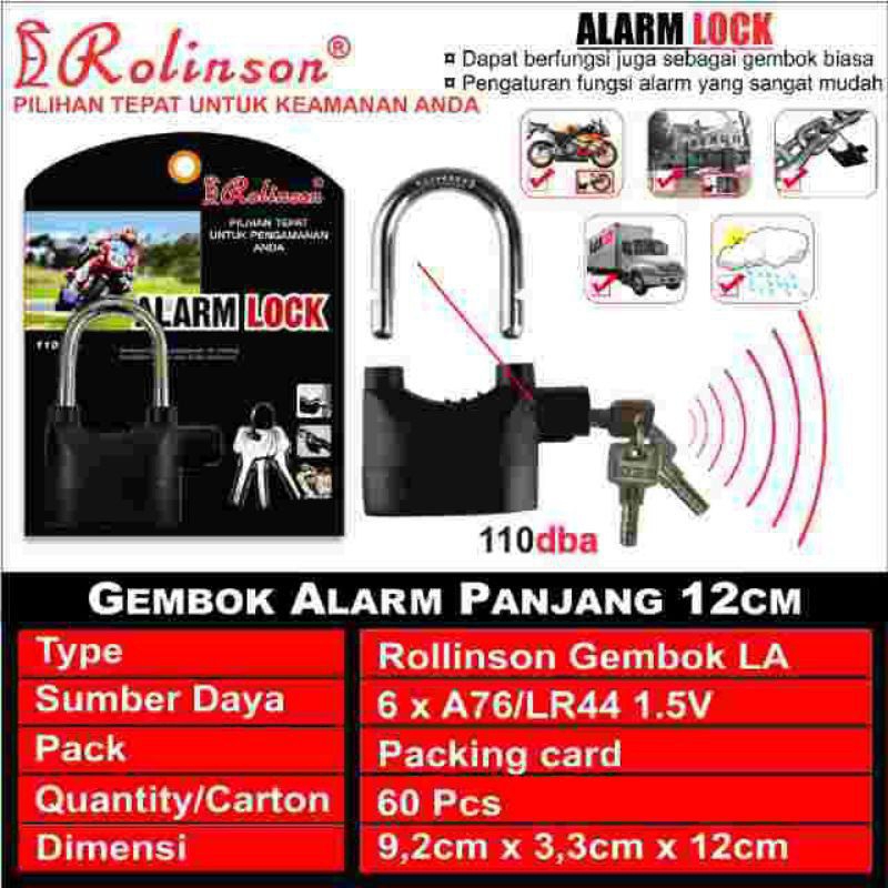 Gembok Anti Maling Rolinson/ Kunci Anti maling alarm