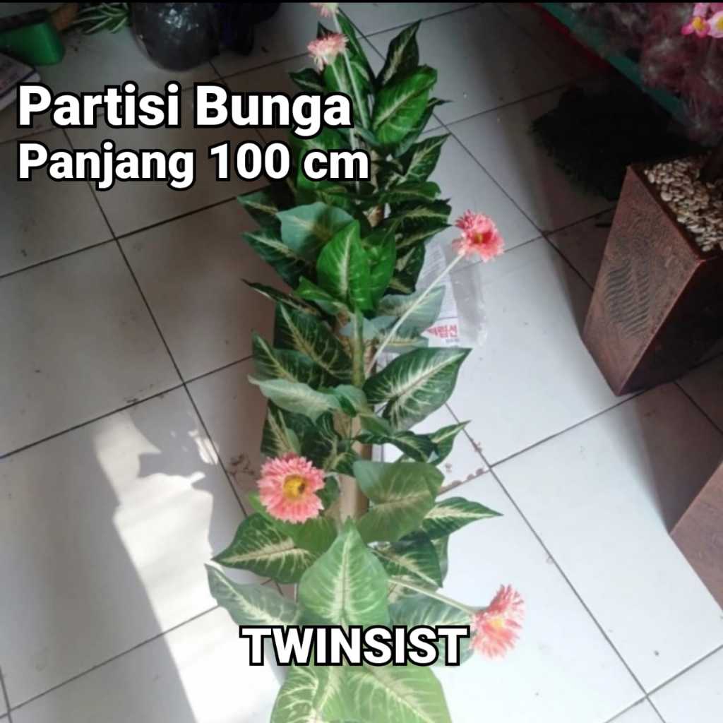 Partisi Daun Hias Mix Bunga Plastik Artificial Panjang 100 cm / Pohon Partisi Hias Plastik / Pohon P