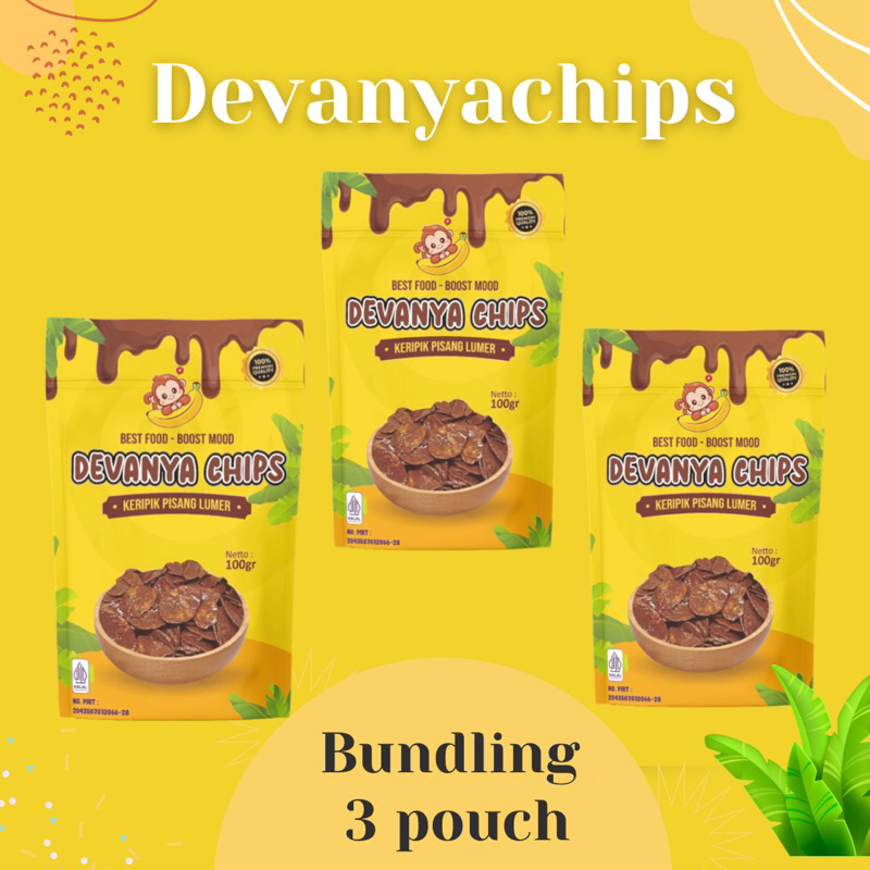 

Paket bundling 3 Pouch Devanyachips-keripik pisang lumer