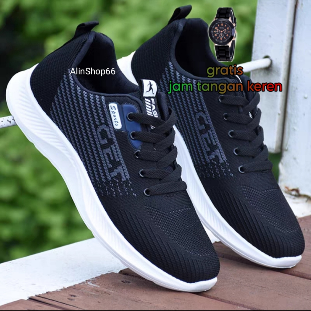 ZJ008 BONUS JAM TANGAN Sepatu olaharag pria cowok cowo wanita cewek cewe sekolah lari sport running 