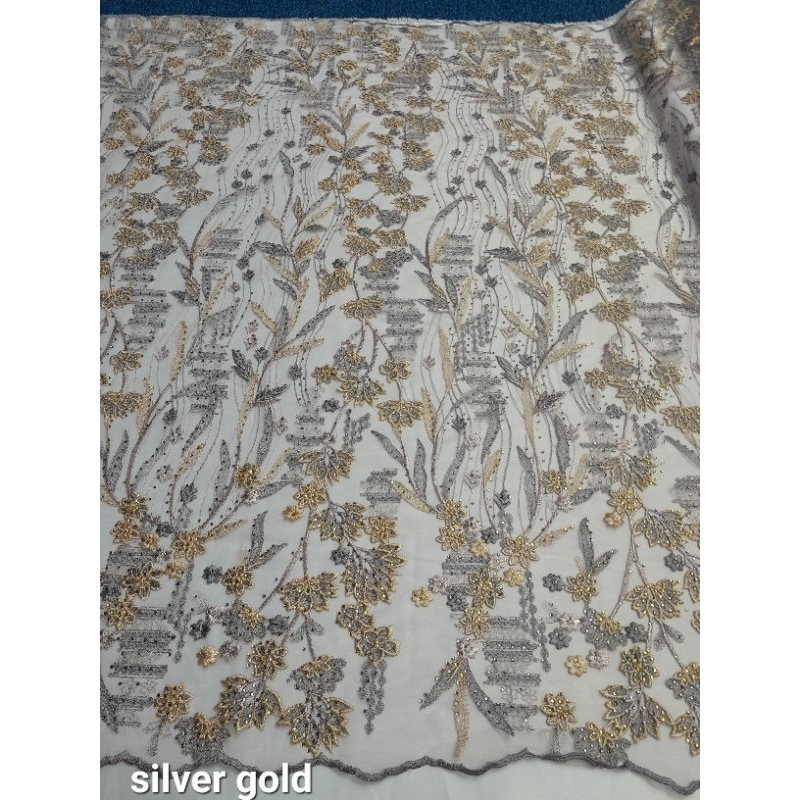 Kain Brokat Tile Payet Elizabeth Series Warna Mewah New