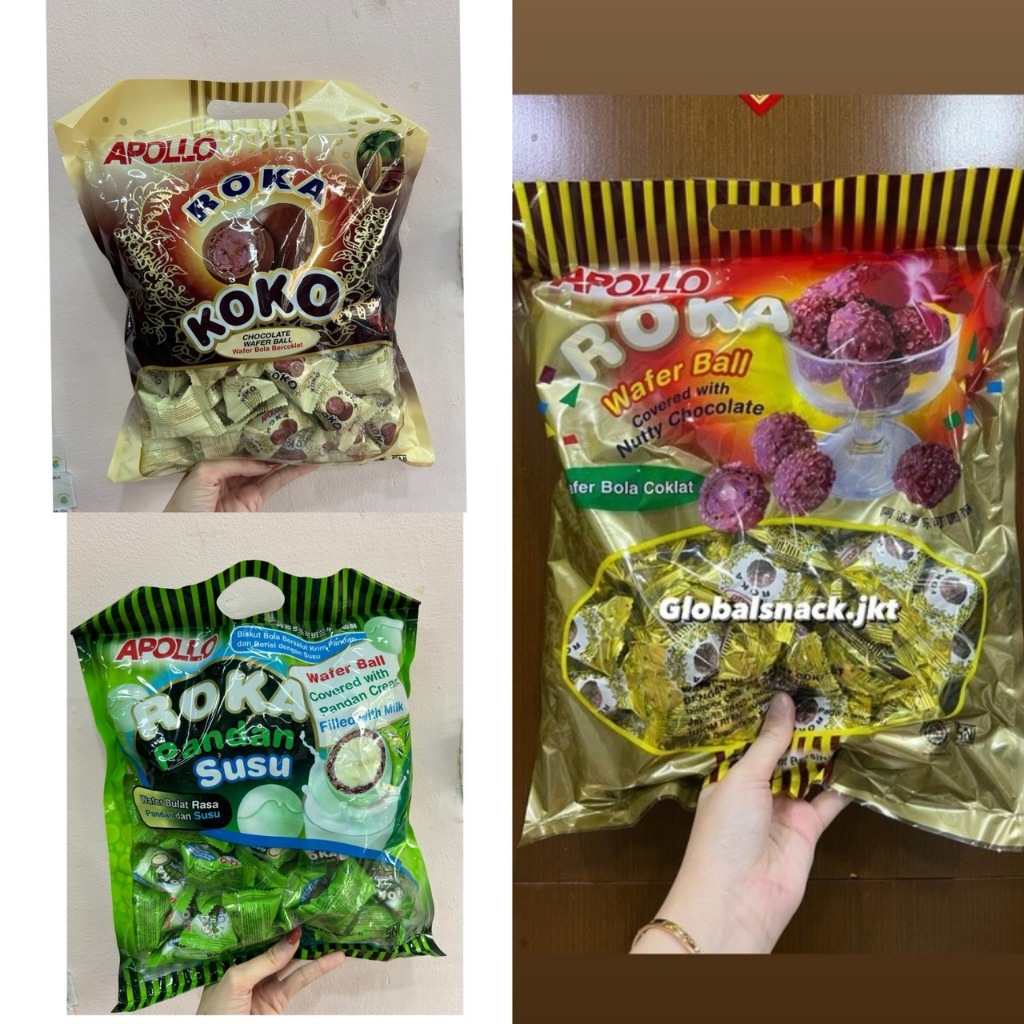 

APOLLO ROKA WAFER BALL COVERED WITH NUTTY CHOCOLATE 420GR / 300GR / ROKA MATCHA / ROKA KOKA