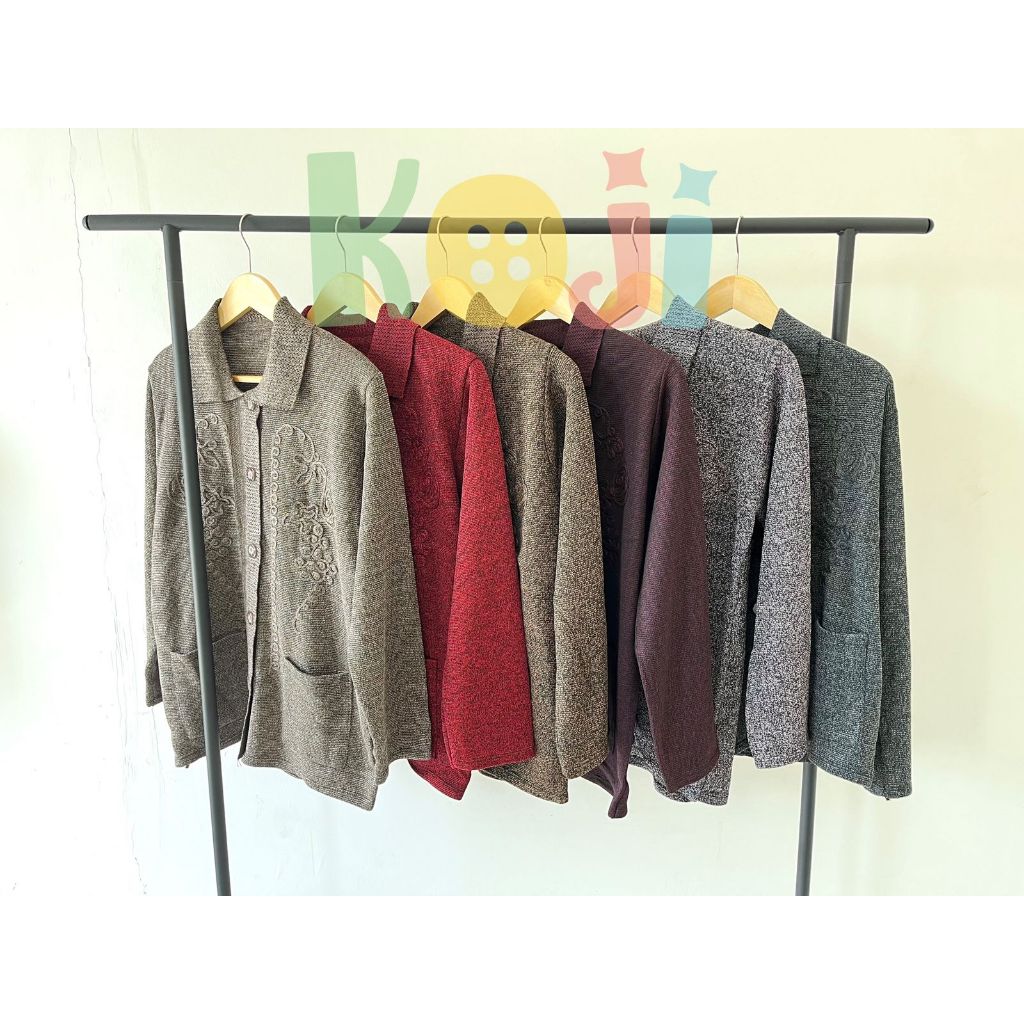 Sweater/Mantel Rajut Ibu-Ibu - Kerah