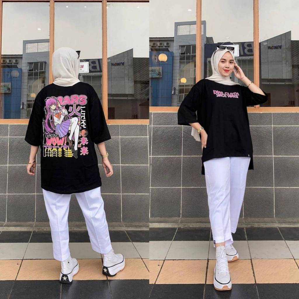 One Set Celana Katun Sultan Wanita TERBARU Kasual Baju Kaos Combed 20s Premium OVERSIZE by DM3 CLOTH