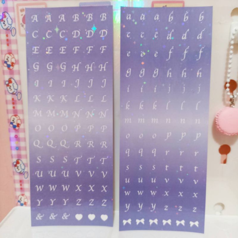 

[1pcs] Sticker Alphabet/ Stiker Huruf Besar Kecil Angka Number/ Sticker Deco Journaling Scrapbook Hologram