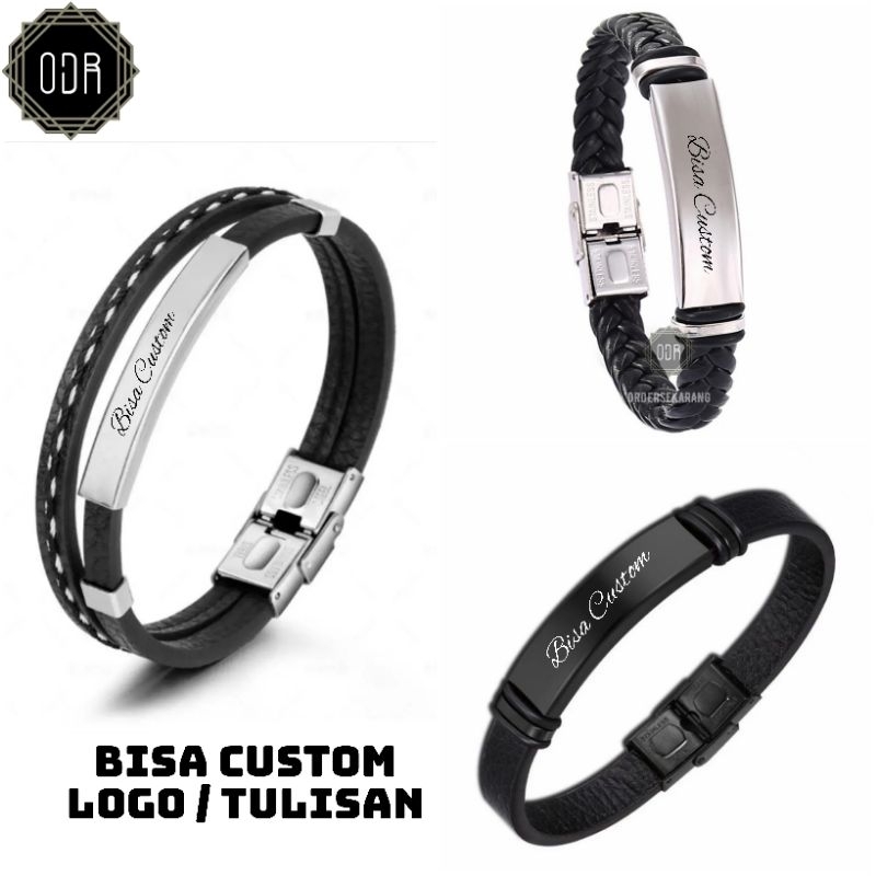Gelang Pria Kulit Leather Panjang 21cm