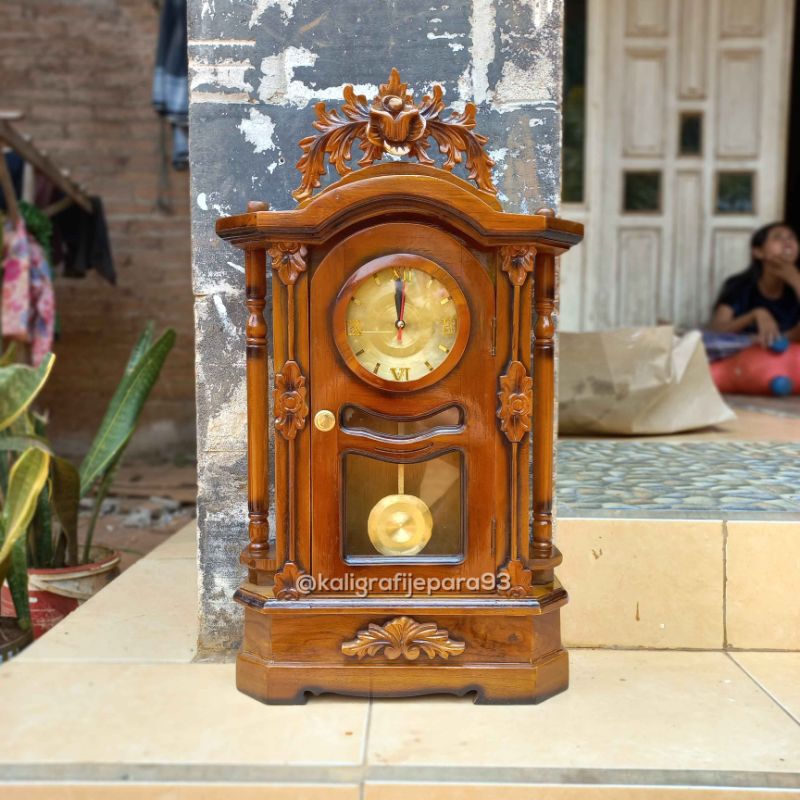 Lemari Jam Mini Kayu Jati, Jam Dinding Jam Meja, Almari jam