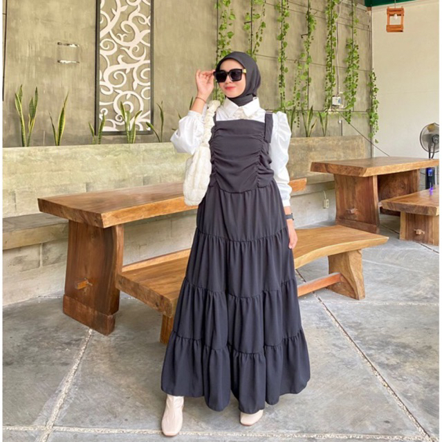 QOME - Overall Sonya bahan wolfis overall wanita outer dress wanita overall polos