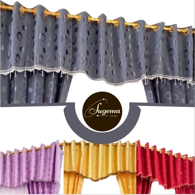 Gorden Poni/Poni Gorden Atas Pintu Rumbai Model Smokring Bahan Embos  Gorden Poni Minimalis