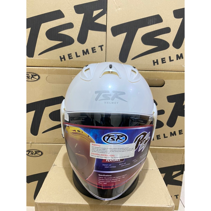 Helm TSR RAM4 Glass white polos putih