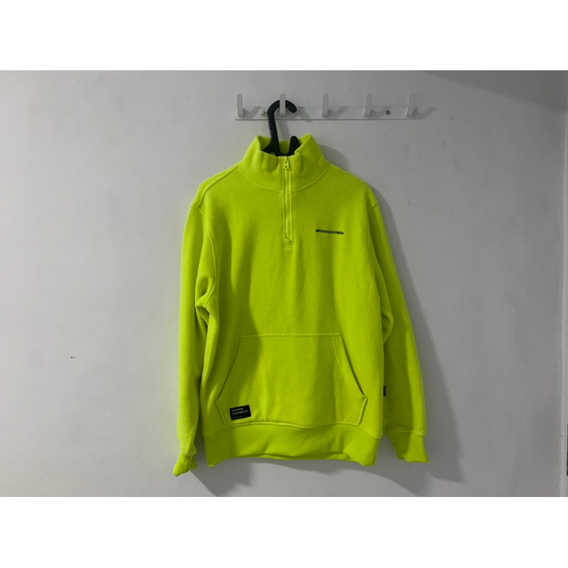 grooverhyme hoodie halfzip green hijau stabilo rare