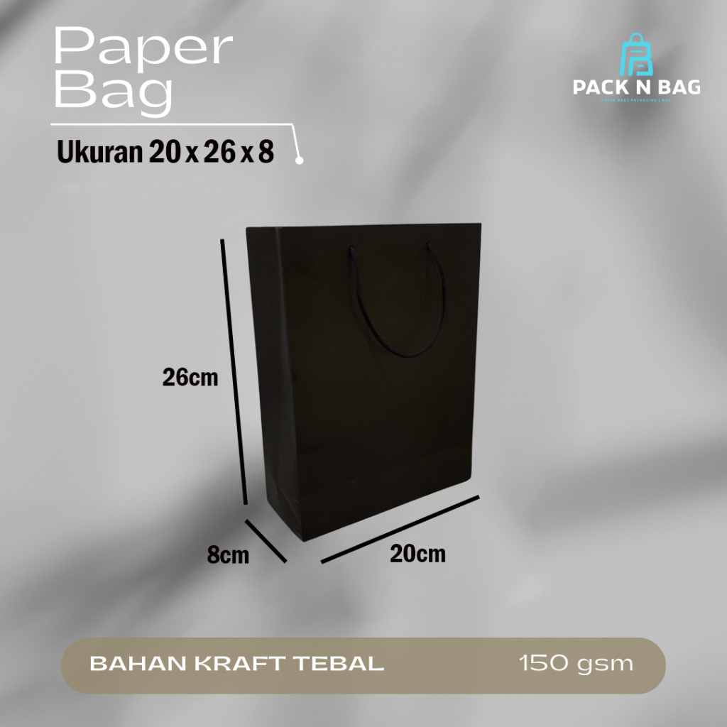 

Paper bag HITAM tebal 150gsm 20x26