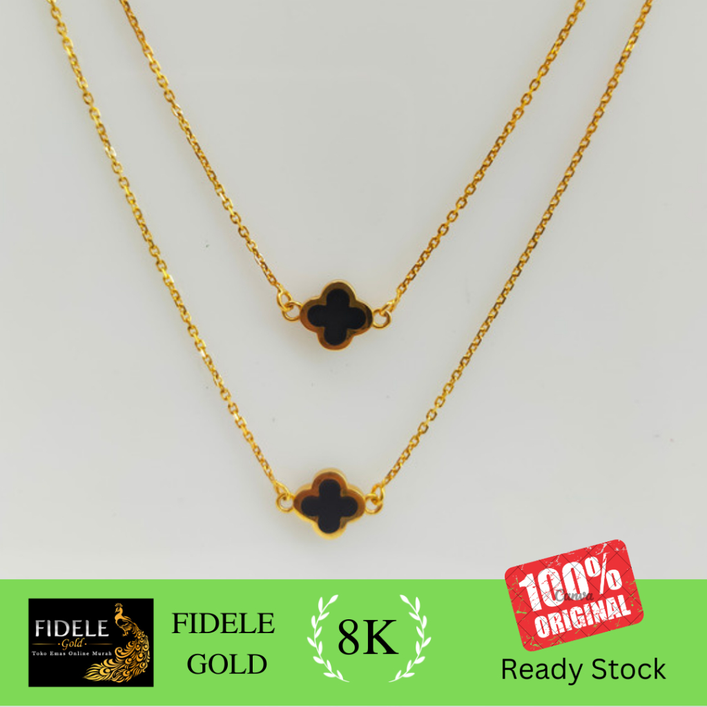 Kalung susun 2 layer kalung vc kalung bunga Emas Muda 375
