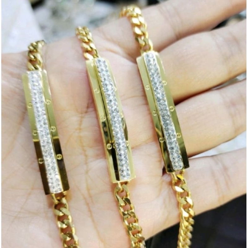 gelang titanium rantai plat mata