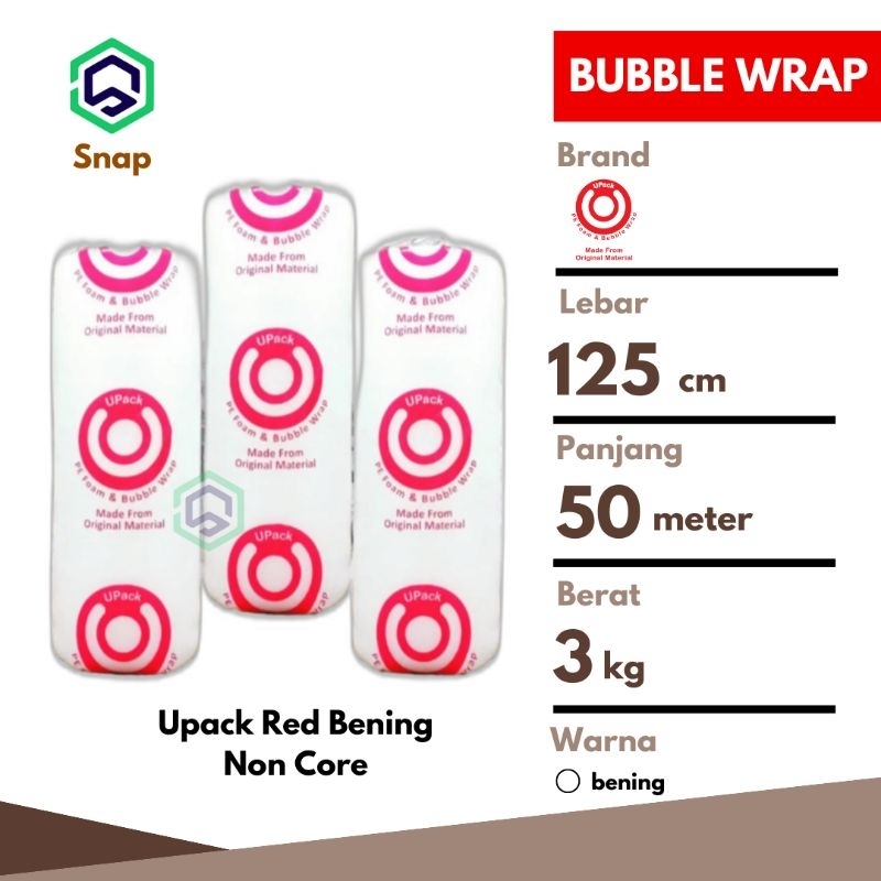 

Bubble Wrap Bening Hitam 125 cm x 50 m Tebal Premium Upack Red