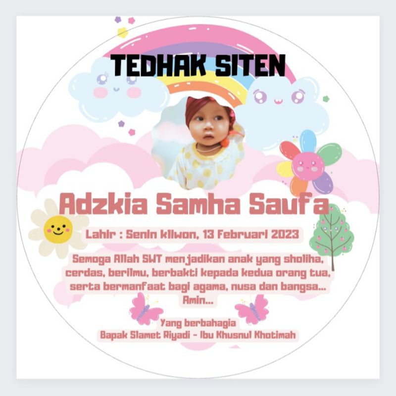 stiker tasyakuran tedak siten bulat