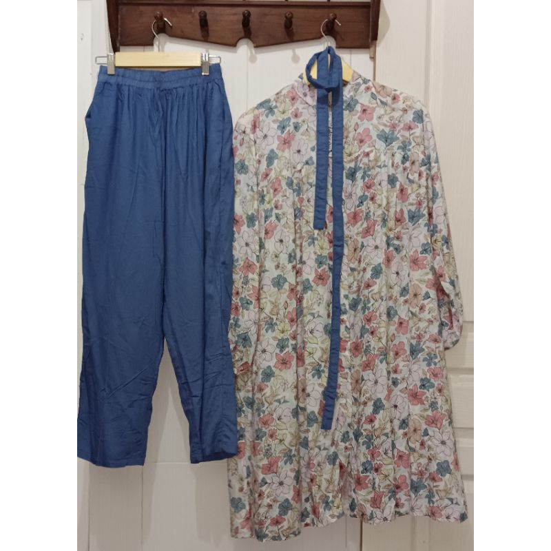 SetCel Long Tunik bunga