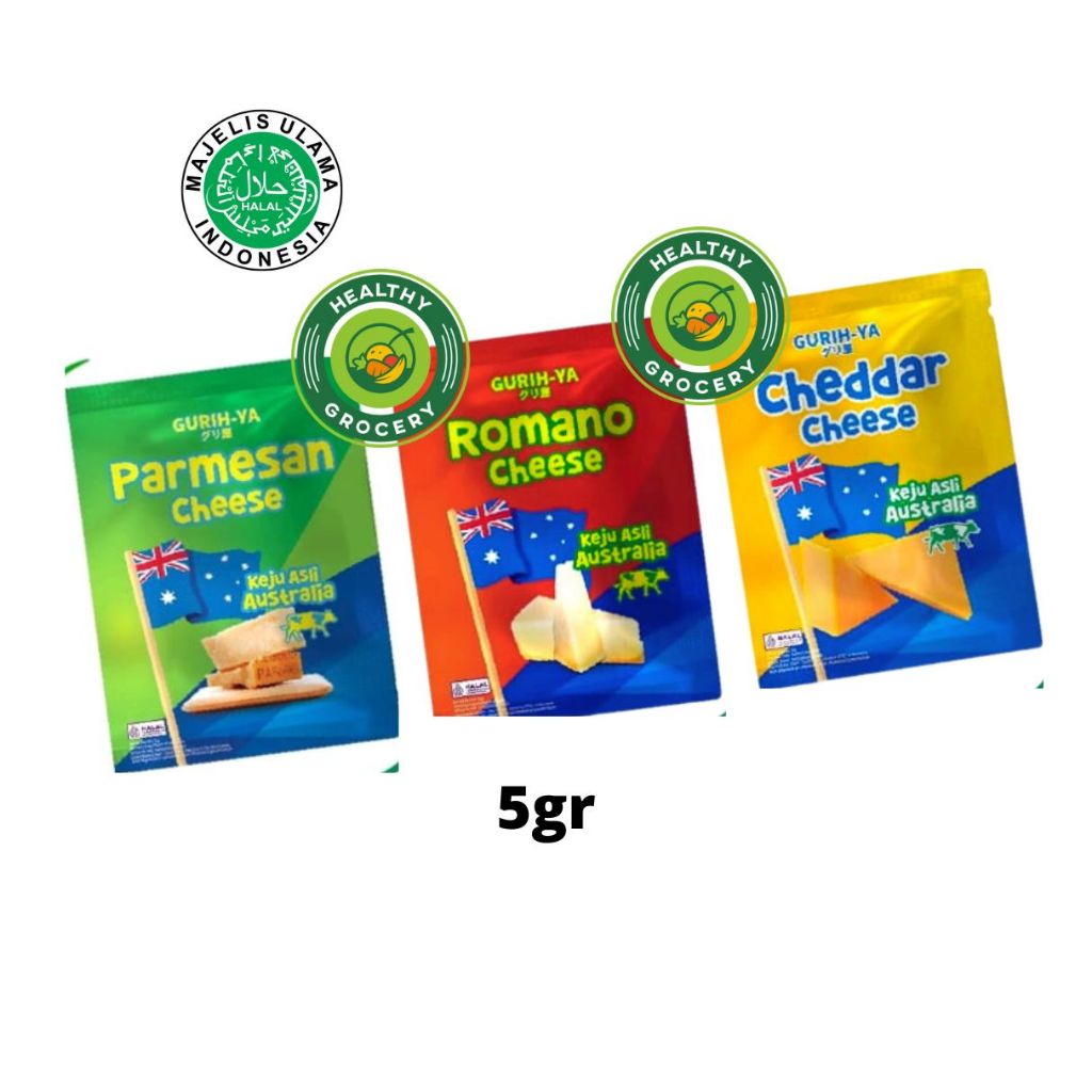 

Gurih-Ya Parmesan Cheese / Cheddar Cheese / Romano Cheese 5gr Sachet