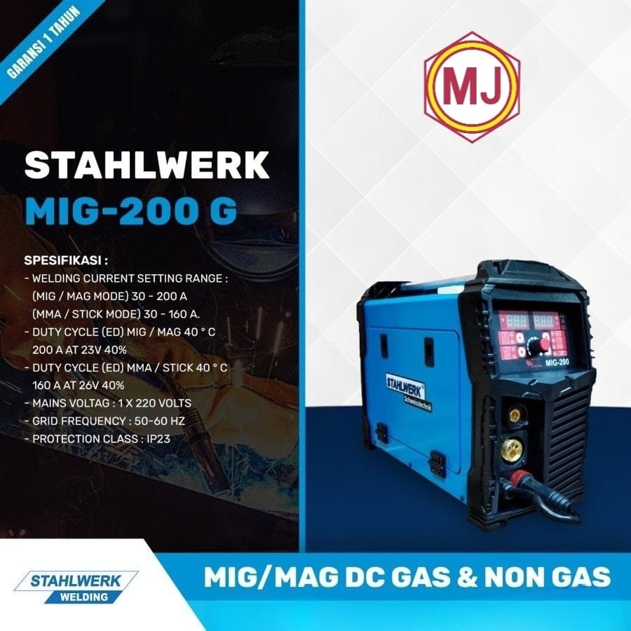Mesin Las CO2 Stahlwerk DC MIG 200G Mesin Las MIG Gas & Non Gas
