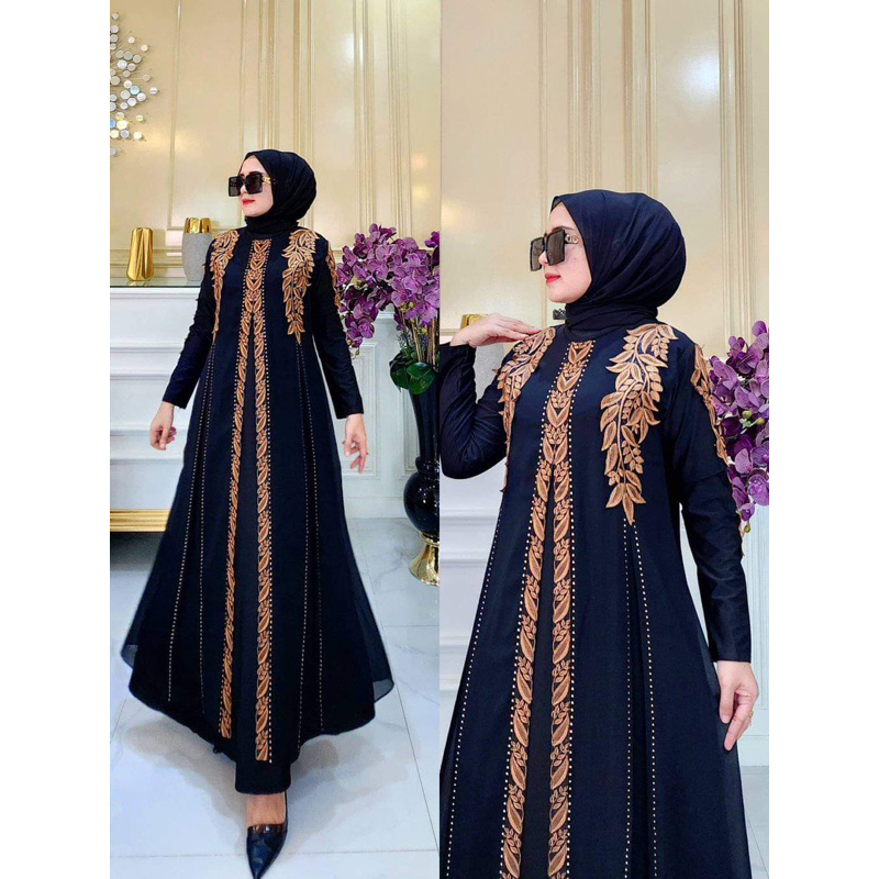 MF Store - COD - Gamis Abaya Warna Sage - Abaya Turki Terbaru Mewah 2023 Warna Hitam