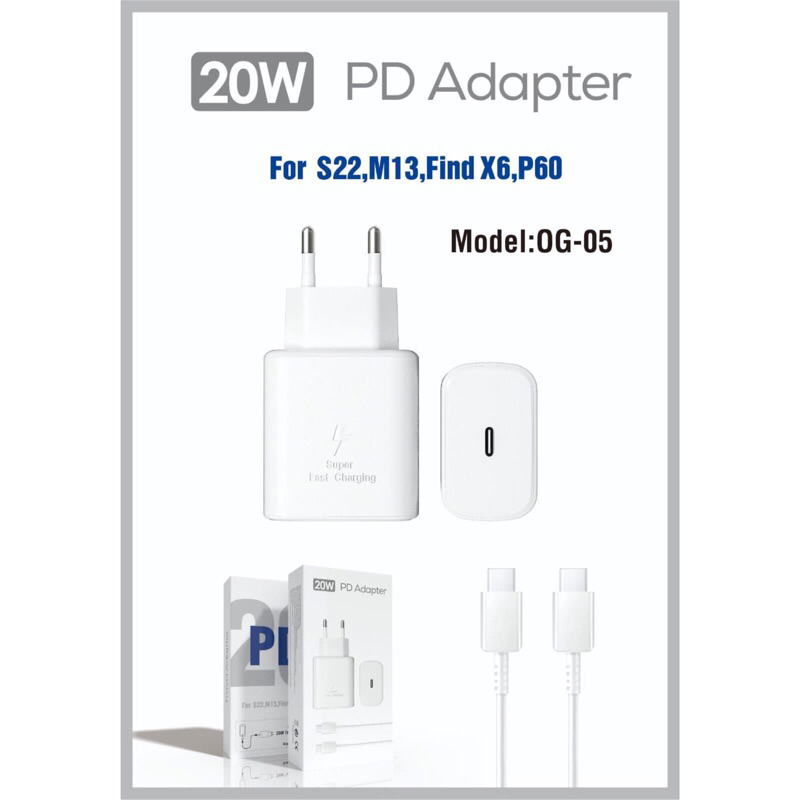 Charger Ori 20W Android Type C Universal Semua OG-05 Merek HP USB C To Type C Fast Charging
