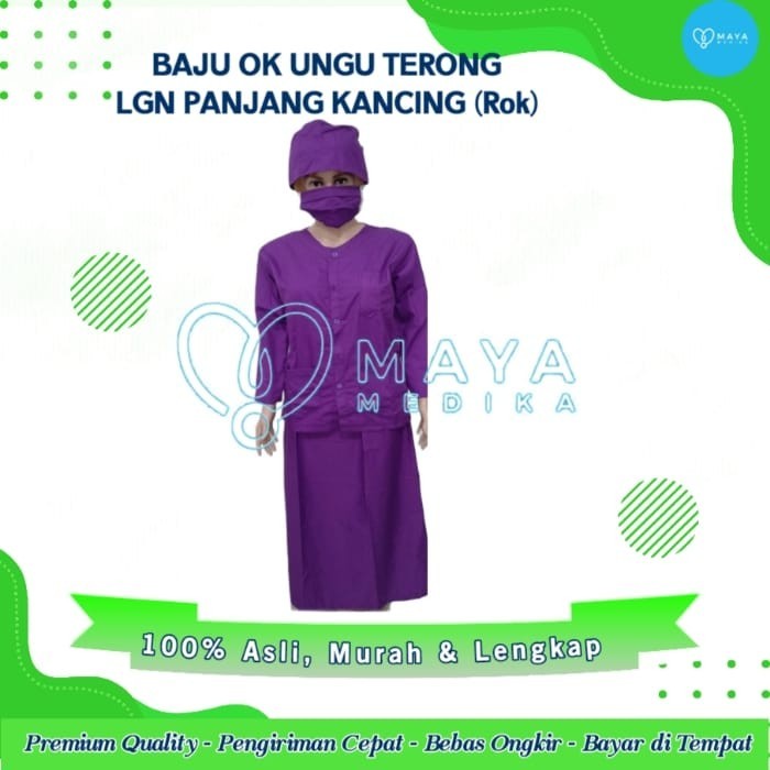 Baju OK Ungu Terong Lengan Panjang Baju Kancing Rok