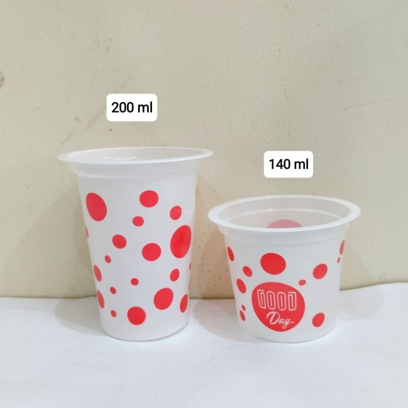 Cup Polkadot/Cup Plastik bola bola/Cup es buah/Cup jelly/Cup Coffee/Gelas Plastik/ gelas bola bola g