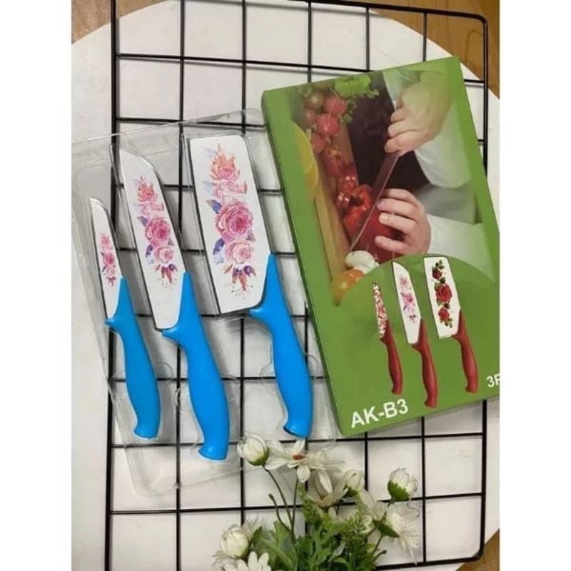 PISAU SET BUNGA 3PCS/PISAU SET MOTIF BUNGA MURAH