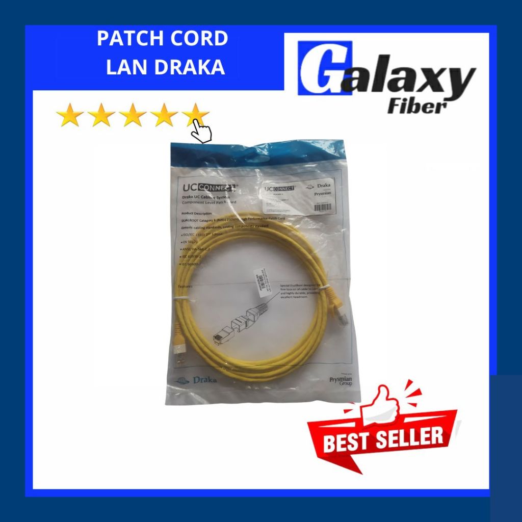 patchcord lan DRAKA Lan DRAKA CAT 6 Gigabit Draka yellow cat 6e