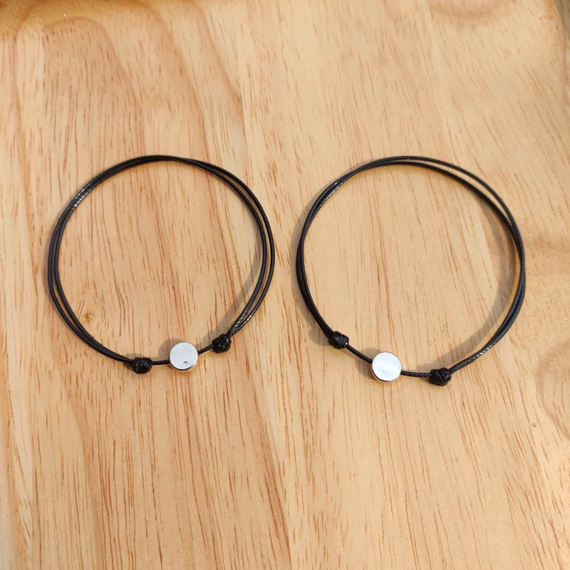 GELANG HITAM LIONTIN BULAT/ GELANG COUPLE/ GELANG VINTAGE/ GELANG AESTHETIC/ GELANG VIRAL