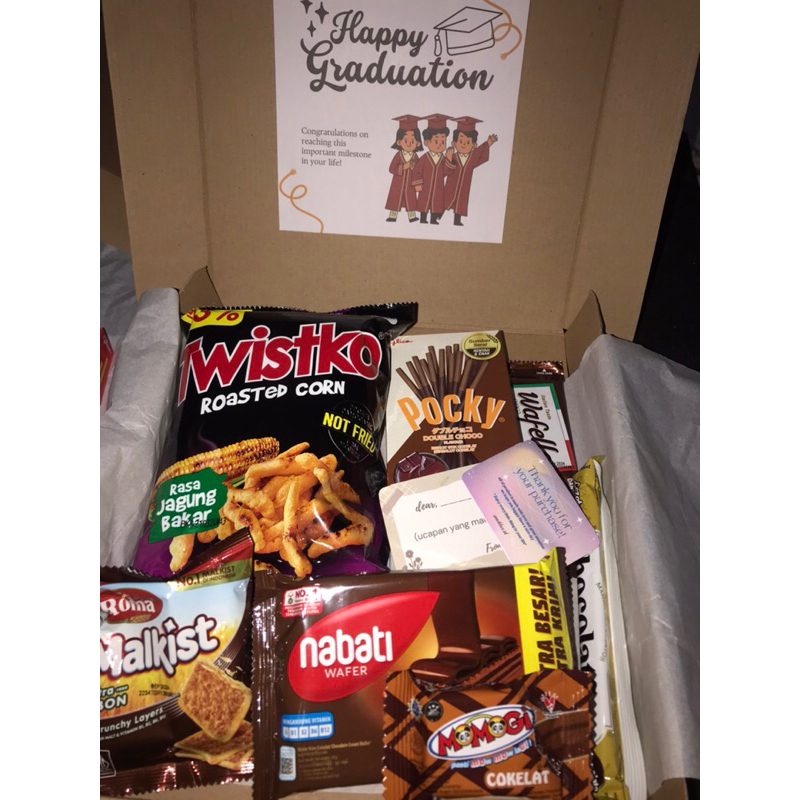 

snack box warna Coklat / Snackbox free costum gift card murah