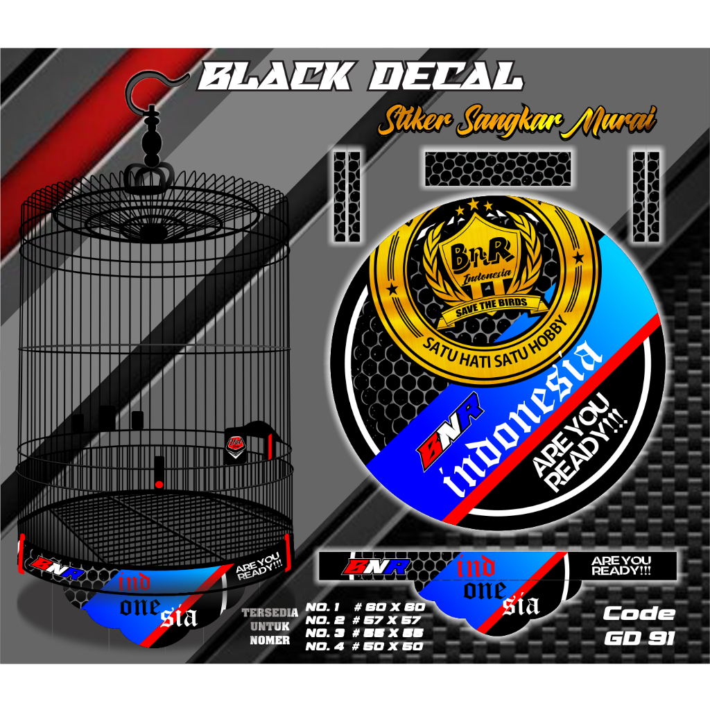 Decal Stiker Sangkar Tebok Murai Batu Motif Bnr No 1 2 3 4