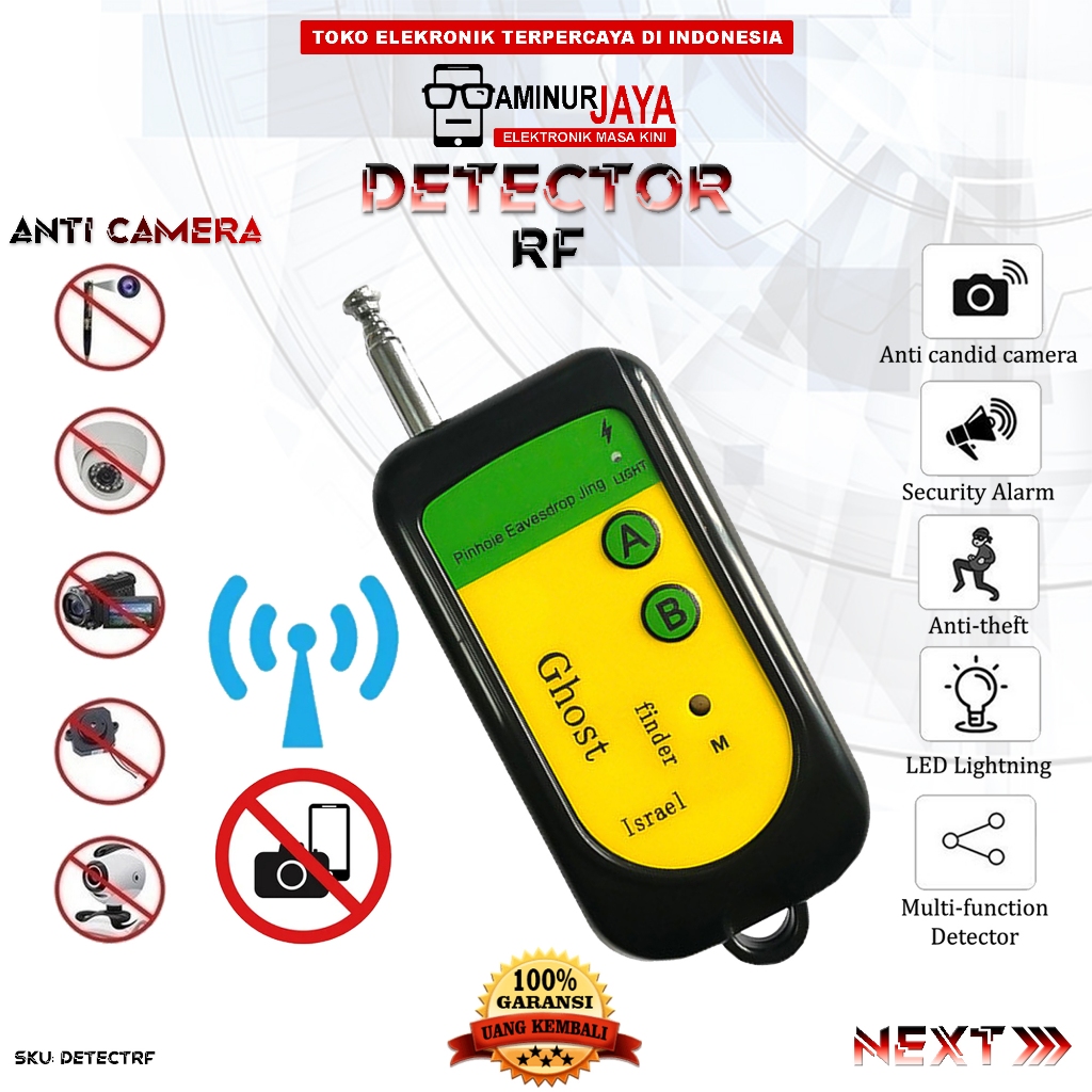 AIG Wireless RF Signal Detector Bug Finder Alaram Alat Pendeteksi Detektor Frekuensi Sinyal Anti